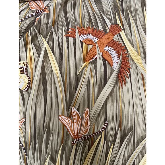 Salvatore Ferragamo Blouse Womens L 10 12 44 Silk Birds Butterfly Dragonfly - Picture 13 of 16